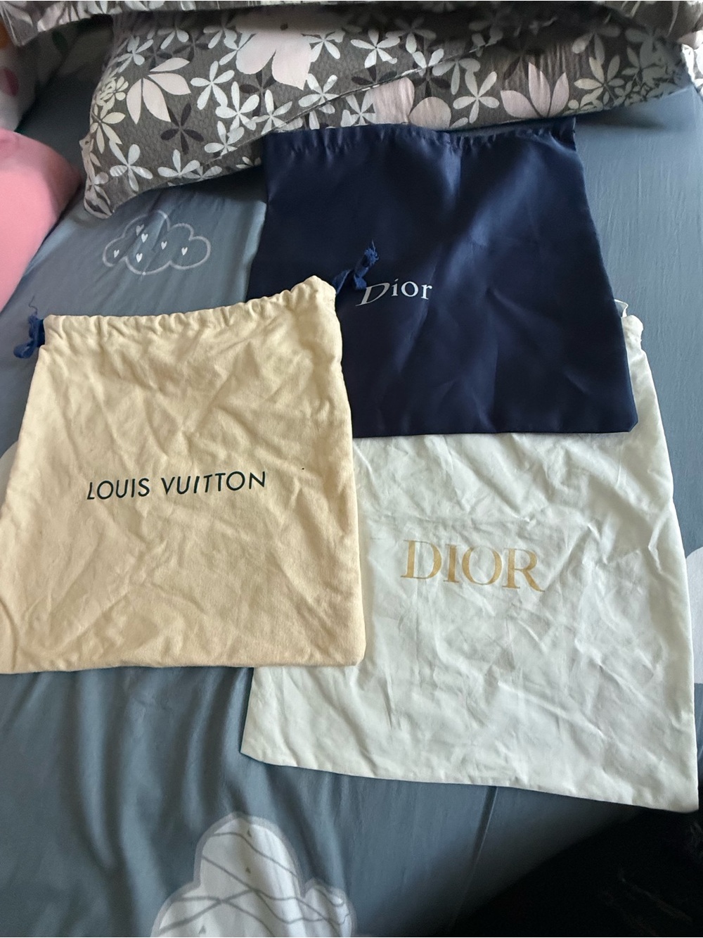 Louis Vuitton and Dior Dust bags
